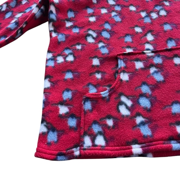 Mind Games Womens Sz 1X Red Blue Penguin Print 1/4 Zip Plush Fleece Pullover USA - Picture 8 of 16